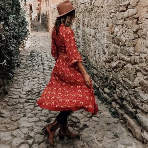 FLASH SALE!! Marseille Red Paisley Bohemian Dress - Picture 3 of 5